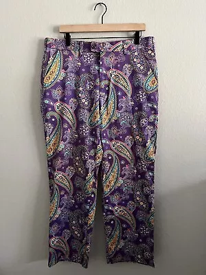 Loudmouth Golf Pants Mens 36x30 Purple Paisley Golf Colorful Bright Cotton • $44.97