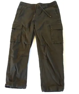 Zara Men’s Cargo Pants Size XL New Joggers Stretch Green 34X25 Capri • $13.99