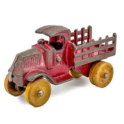 Orig Walker & Stewart MACK Stake Truck Wood Wheels Cast Iron Toy Man Cave Arcade • $88