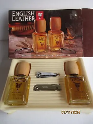 Vintage English Leather Gift Set After Shave Cologne Trim Nail Set In Orig Box • $12.50