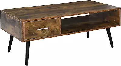 43  Mid-Century Modern Coffee Table With Drawer And Shelf Cocktail Center Table • $107.99