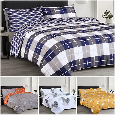 Reversible Duvet Cover Quilt Cover Luxury Bedding Set Single Double King Size • £8.99