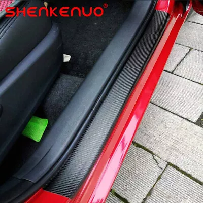 Parts Accessories Car Stickers Carbon Fiber Door Sill Protector Scuff Plate Trim • $11.83