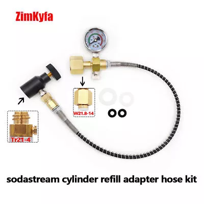 Soda CO2 Cylinder Bottle Refill Adapter With Hose Gauge Connector For Sodastream • £23.99