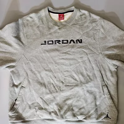 Vintage Nike Air Jordan Gray Crewneck  Sweatshirt W Snap Button Pockets • $39