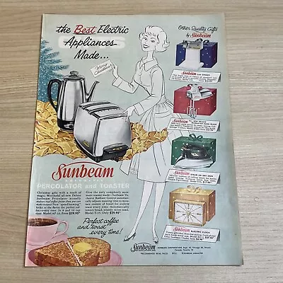 Sunbeam Automatic Percolator Toaster 1960 Vintage Print Ad Life Magazine • $5.59