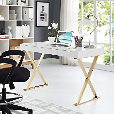$522.50 • Buy Modway Sector Office Desk In White Gold