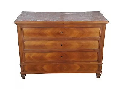 Antique 19th C. French Louis Philippe Matchbook Walnut Commode Chest Of Drawers • $2252.50
