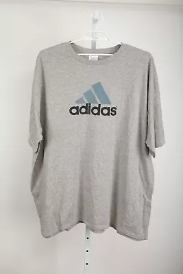 Vintage Adidas Shirt Mens 3XL XXXL Gray Crew Neck Front Graphic Short Sleeve USA • $15.95