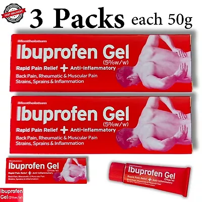3 X Ibuprofen Gel Back Pain Swelling Relief Muscle Injury Treatment Gel - 50g • £10.49