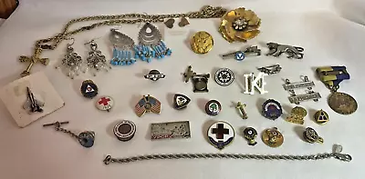 Lot Of Hat Lapel Pins And More Military Red Cross Ypcp Etc • $39.99