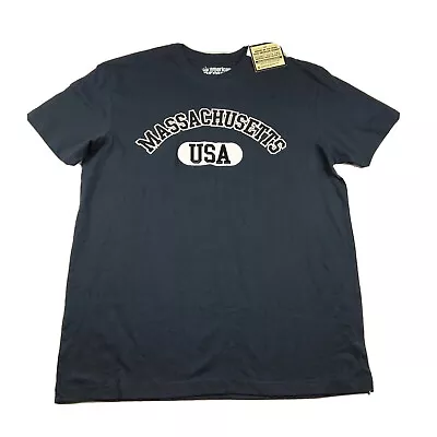 Massachusetts USA Tee Shirt Adult XL Navy Blue Cotton Tagless American Crown NWT • $13.39