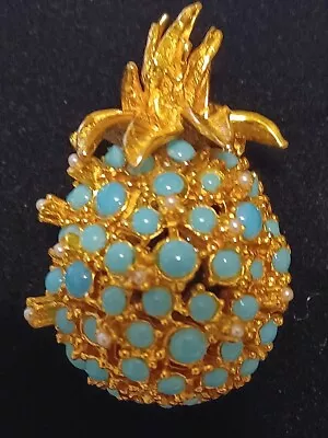 Vintage Signed Hattie Carnegie Classic Gold Tone Pineapple Brooch Pin  • $65