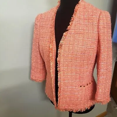 Vince Camuto Orange Tweed Lined Open Blazer 8P (O23 • $19.99