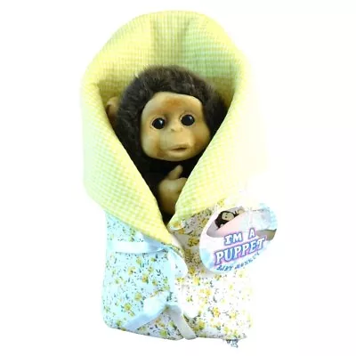 Vintage Novelty Inc Baby Monkey Hand Puppet With Tag Yellow Blanket 2001 • $18