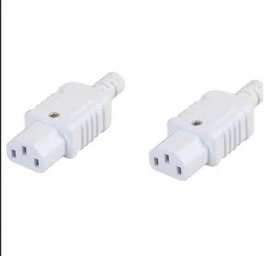 2 X Rewireable Heavy Duty White IEC C13 Socket Connector Mains Plug Female TWO • £4.99