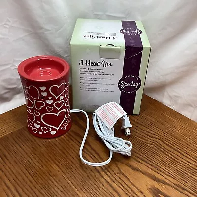 Scentsy I Heart You Full Size Wax Warmer Valentines Ceramic Red & White Retired • $49.95