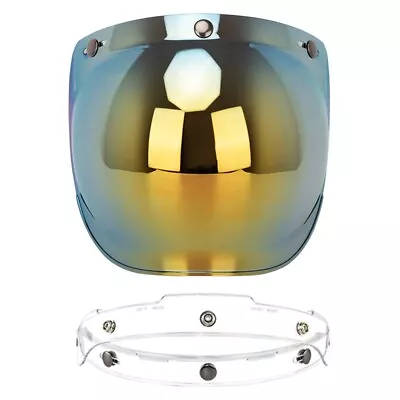 Helmet Visor Motorcycle Helmets Bubble Motorcycles Anti-UV Golden With Frame • $19.50