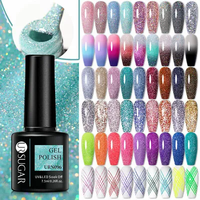 UR SUGAR Nail Gel Polish Shiny Glitter Magnetic Thermal Reflective UV Nail Art • $1.99