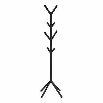 Coat Rack Hall Tree 8 Hooks Entryway 70 H Bedroom Black Metal V • $30.35