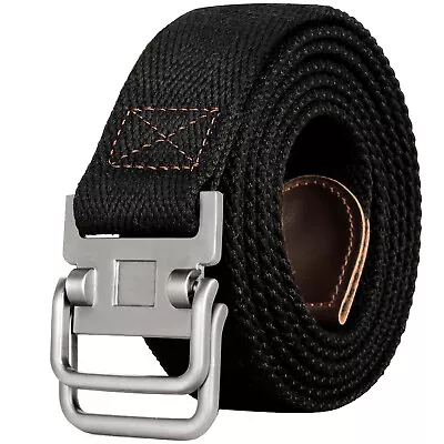 Black Plus Size 39 To 75'' Long Double D Ring Mens Canvas Cloth Web Belts • $11.99