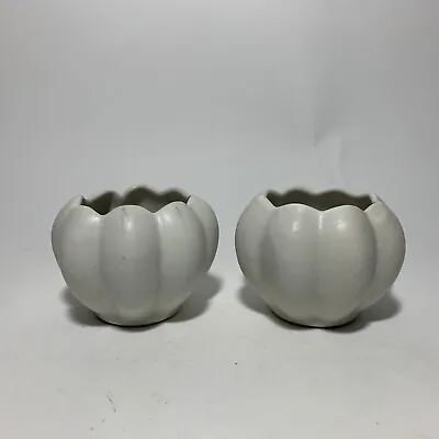 Van Briggle Pottery - Nice Pair Of White Gourd Squash Mini Pots • $49.95