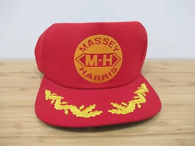 Vintage Massey-Harris Farming Tractors Red New Era Snapback Hat Full Panel USA • $14
