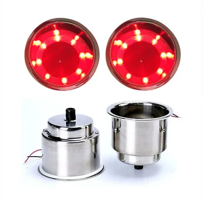 2X Stainless Steel Cup Car Drink Holder Atmosphere RED LED Marine Boat RV Camper • $19.90