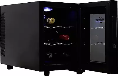 6 Bottle Wine Cooler Black Thermoelectric Wine Fridge 0.65 Cu. Ft. (16L) Fre • $135.29