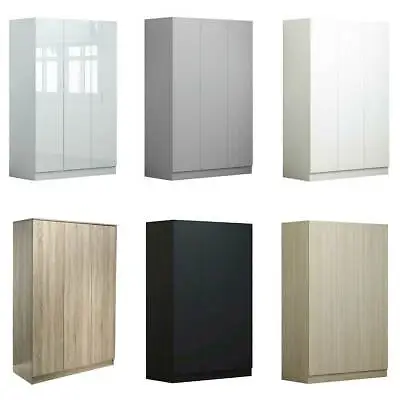 3 Door Modern Wardrobe Large Storage Hanging Rail With Shelves Bedroom Furniture • £259