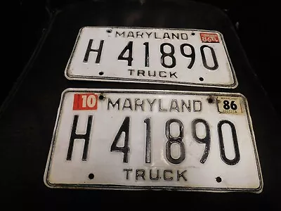 Maryland License Plates Pair MD # H 41890 Truck Tags Expired In 1986 • $15