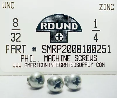 #8-32x1/4 Round Head Phillips Machine Screws Steel Zinc Plated (100) • $9.85