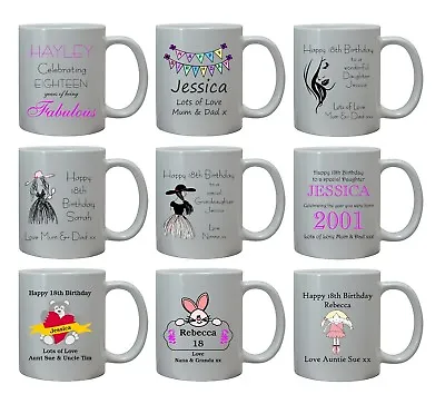 18th BIRTHDAY MUG PERSONALISED GIFT FOR HER GIRL 18 DAUGHTER NIECE SISTER FRIEND • £10.95