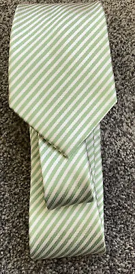 Mens 100% Silk Racing Green White Striped Smart Formal Tie 3  Wide 57  Long • £5