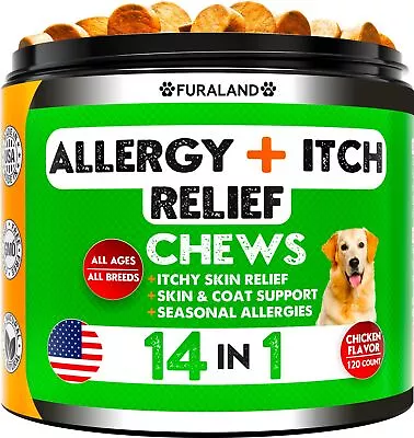 Dog Allergy Relief Chews - Dog Itch Relief - Omega 3 Fish Oil + Probiotics - Itc • $88.07
