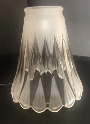 Art Deco Glass Lamp Shade Satin Clear Fan Chandelier Sconce 2-1/8  Fitter • $39.96