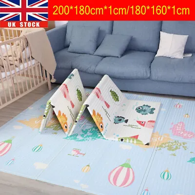 Baby Folding Play Mat Large Foam Playmat Crawl Reversible Waterproof Portable UK • £19.50