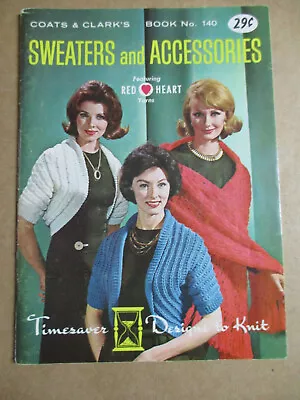 Vintage 1963 Coats & Clark Sweaters And Accessories Pattern Knitting Book • $8