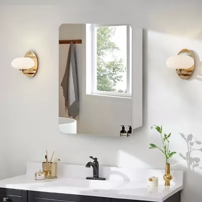 Bathroom Cabinet Mirror Wall Mounted W/ Shelf Door Backboard Storage Cupboard • £48.99