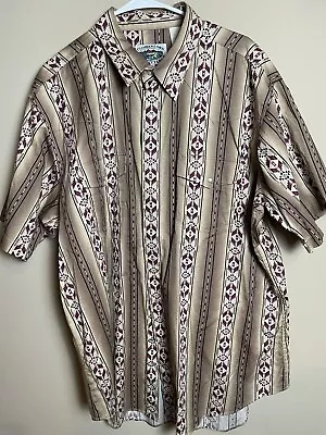 Vintage Cumberland Outfitters Mens Shirt Aztec Western Pearl Snap 2XL • $10.99