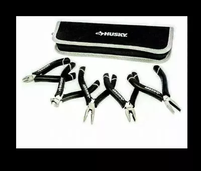 HUSKY 5pc Deluxe Precision Mini Pliers Set With Durable Pouchforever Guaranteed • $19.89