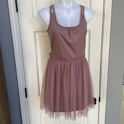 A'reve Lace Tulle Mesh Layered Sleeveless Stretch Dress Pink Fit Flare Boho Sz S • $9.99