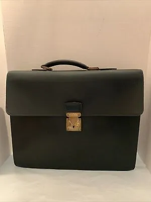 Louis Vuitton Moskova 2Gusset Briefcase Green Taiga Leather Briefcase Vintage • $399
