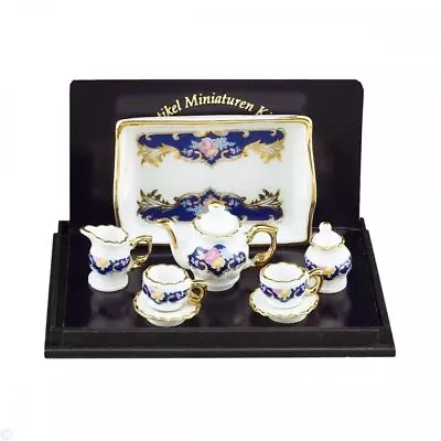 Reutter Porcelain - Dollhouse Miniature Tea Set With Royal Blue Design • $44