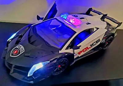 RC Police Lamborghini Veneno Rechargerable Remote Control Car Kids Boys Toy 1:12 • £29.99