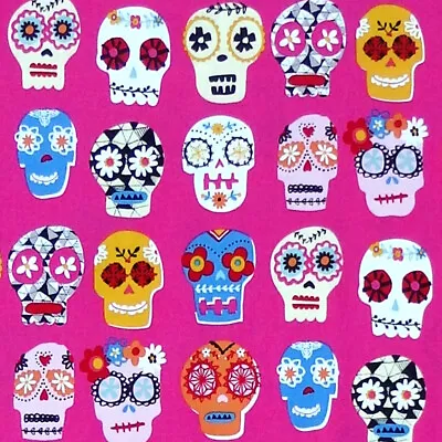 £7.50 • Buy Dashwood Studio FIESTA Mexican Candy Sugar Skull Day Of The Dead Fabric - Pink