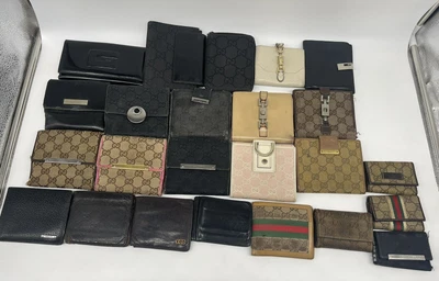 $640 • Buy Gucci Wallet Lot Of 24 Canvas Leather Vintage Damaged Authentic