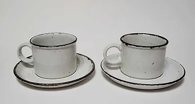 Stonehenge Creation Midwinter Brown Trim Flat Cup England Set Of 2 W/Saucers • $14.95