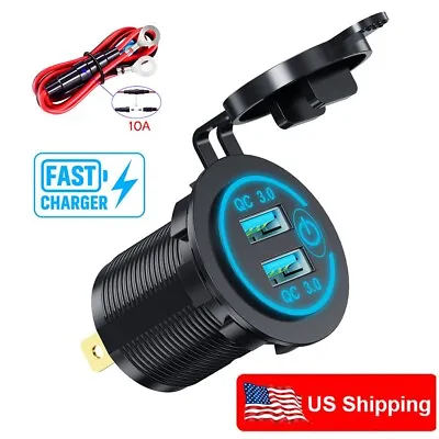 Dual USB QC 3.0 Car Charger 2 Sockets Power Socket Waterproof For Marine Truck • $11.39