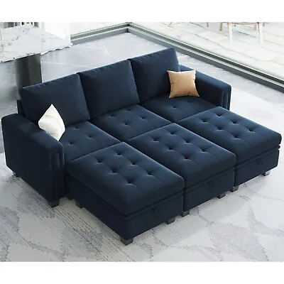 Belffin Velvet Modular Sectional Sleeper Sofa Bed Sectional Couch Bed Set With R • $519.99